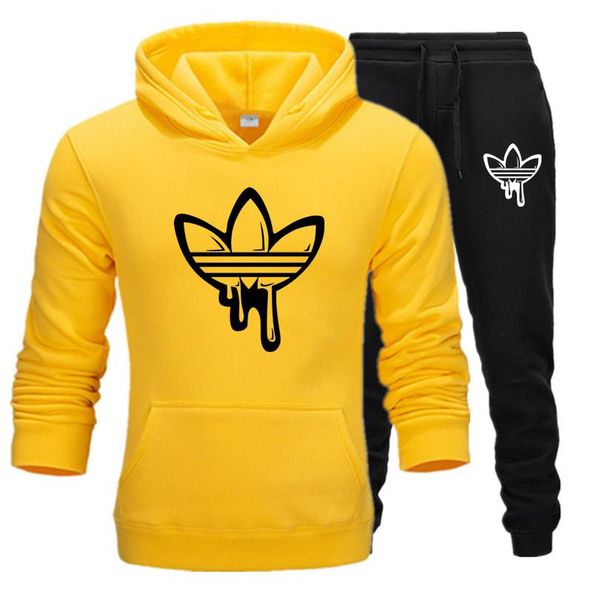 

new fashion men hoodies suits tracksuit men women sweatshirts sweatpants autumn winter fleece hooded pullover tracksuit, Gray