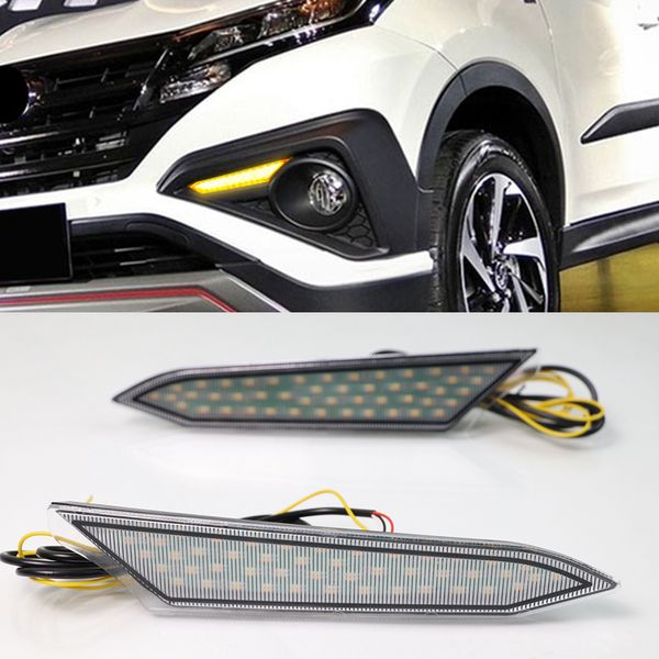 1 Set LED DRL Daytime Running luz com amarelo Turn Signal Estilo Relé 12V ABS impermeável Fog Lamp Para a Toyota do Rush 2018 2019