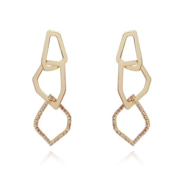

irregular geometric rings linked creative female earrings, Golden;silver