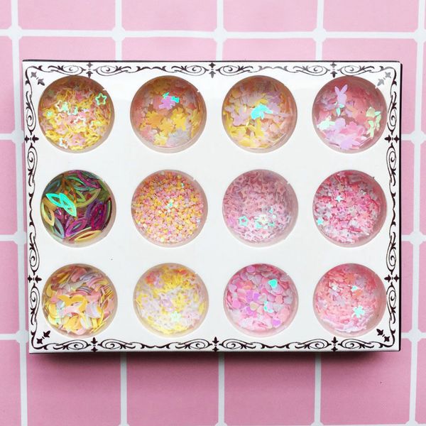 

12 grids star moon sequin diy manicure holographic chameleon nail glitter decorations makeup flakes party 3d fashion ultra thin, Silver;gold