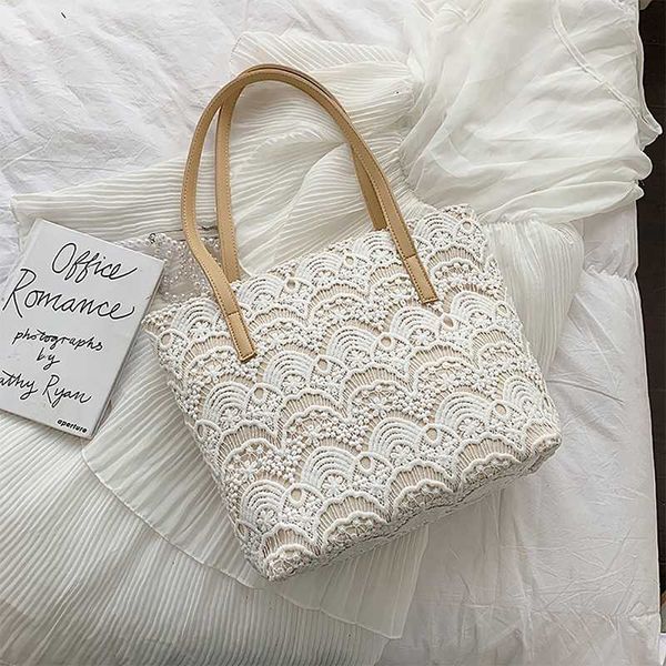 

simple lace handbags women large capacity weaving messenger bag female fresh shoulder crossbody bags