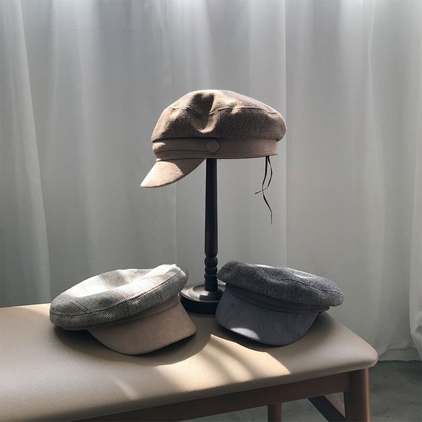 

mooirue winter hat female autumn net red beret navy hat fashion wild casual retro painter, Blue;gray