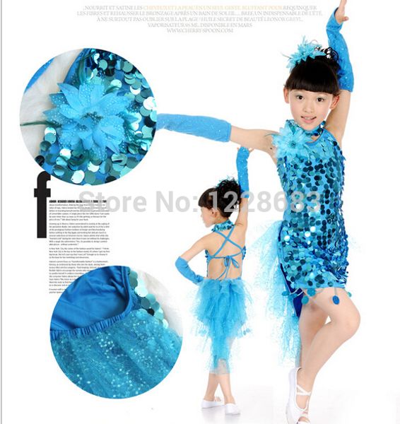 

new discount sequin cocktail child kids girls ballroom tango dress clothes latin dance dresses for sale, Black;red