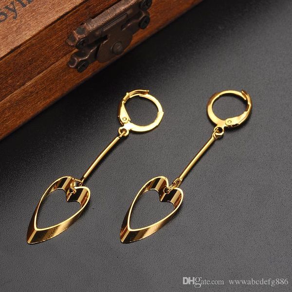 

9k yellow soild gold filled cool vintage hollywood glam shovel heart long earring specific character trend korean celeb, Silver