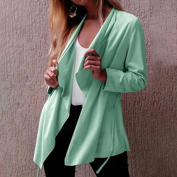 

fashion cardigan women stylish army green blazer open stitch pockets blue split female casual work wear stylish thin coat 4#, White;black