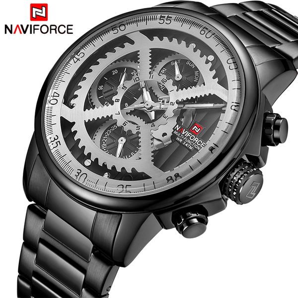 

naviforce mens sports watches men brand luxury full steel quartz automatic date clock male army military waterproof watch296x, Slivery;brown