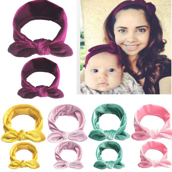 

hair accessories mom mother & daughter baby girl bow knot headband band gift 2pcs set, Slivery;white