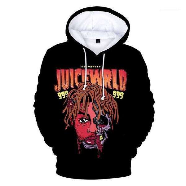 

sleeve mens womens hip hop hooded sweatshirts pullover couples casual hoodies rapper juice wrld 3d hoodies long, Black
