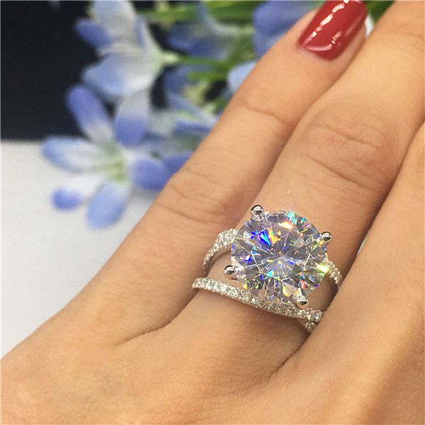 

shiny big stone zircon ring for women bridal wedding engagement promise female fashion jewelry size 6 to 10, Golden;silver