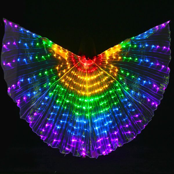 

belly dance costume set dancers led glow five-color dance wings color wings glow props belly cloak female, Black;red