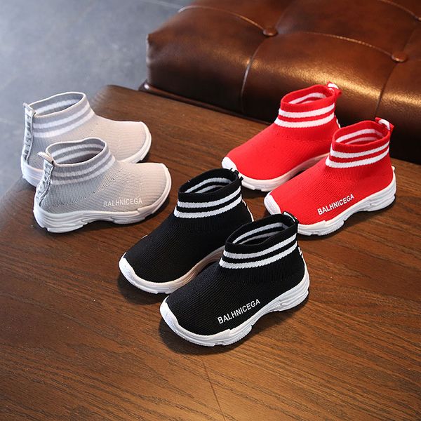 

children girls sneakers casual shoes for running boys casual shoes outdoor anti-slippery kids socks shoe sneaker 2-5y, Black