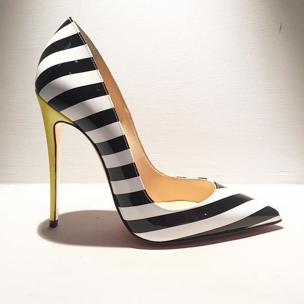 

casual designer lady fashion women pumps pointed toe zebra patent leather designers high heels pumps 12cm 10cm 8cm stiletto heels new, Black