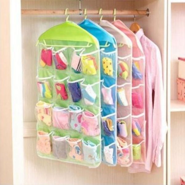 

4 colors 16 pockets clear over door hanging bag hanger storage tidy organizer for home bathroom living room household sundries