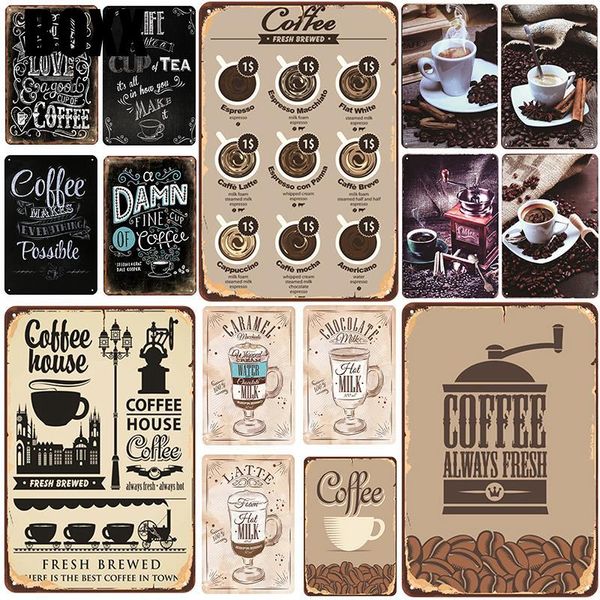 

coffee plaque metal vintage tin sign pin up shabby chic decor metal signs vintage bar decoration metal poster pub plate wall art