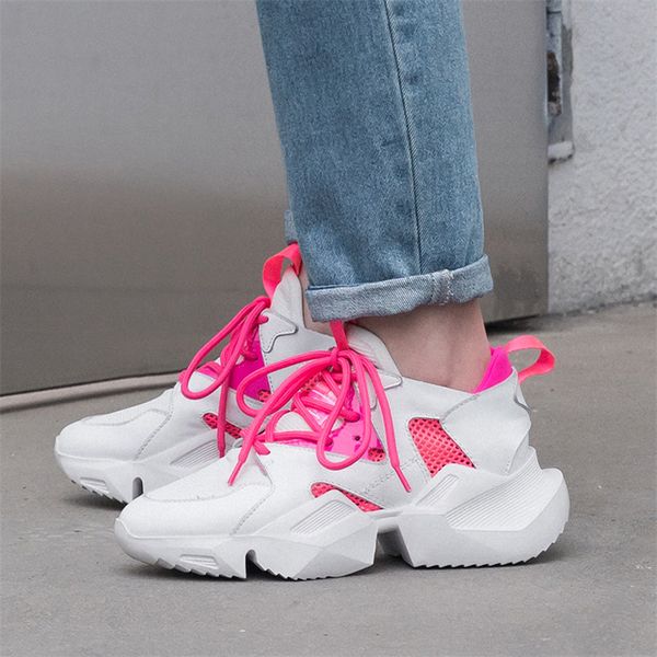 

conasco 2019 women sneakers leather breathable mesh casual shoes lace up leisure shoes woman comfotable flats, Black