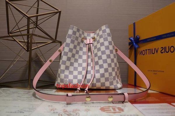 

m44022 neonoe new white pink navas leather bucket bag shoulder bags hobo handbags handles boston cross body messenger shoulder bags