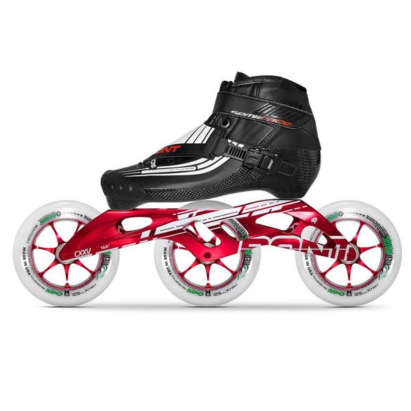 

100% original bont semi race 2pt 195mm cxxv speed inline skates heatmoldable carbon fiber boot 3*125mm red magic wheel patines