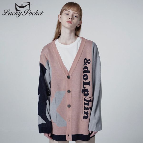 

women's knits & tees 2021 women spring korean loose casual sweater fashion knitted female plus size letter print v-neck cardigan ql15, White
