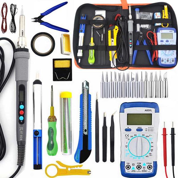 

st-936d temperature electric soldering iron kit 110v-220v 60w soldering iron kit with multimeter desoldeirng pump welding tool