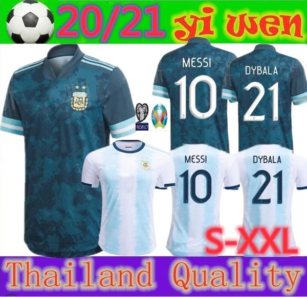 

european cup 2020 2021 argentina america home soccer jersey 19 20 messi dybala higuain football shirts aguero icardi mascherano camiseta de, Black;yellow