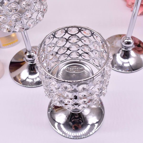

peandim 3pcs silver gold plated candlestick crystal candelabra centerpiece wedding decoration romantic center table candlesticks