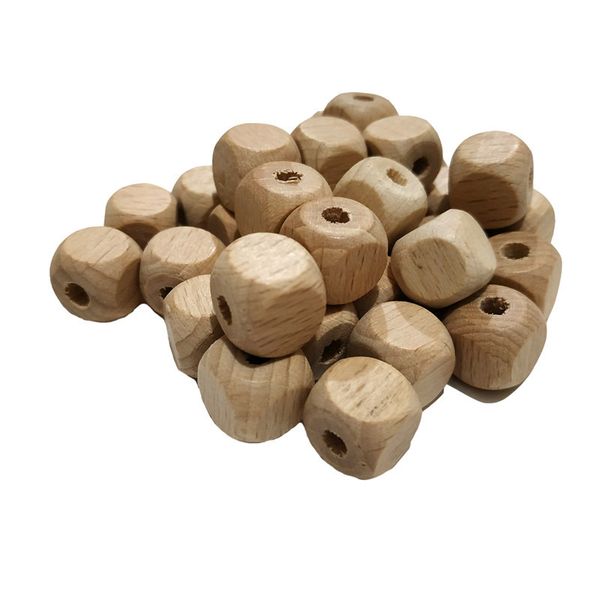 

12mm cube wooden square beads teether natural beech wood beads for bracelet necklace making diy baby teething product