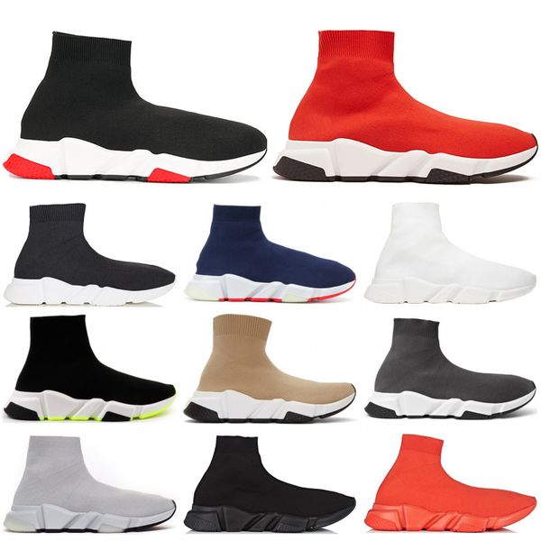 

2019 speed trainer luxury designers shoes party black white red high sock shoes mens womens fashion boots triple black casual shoes