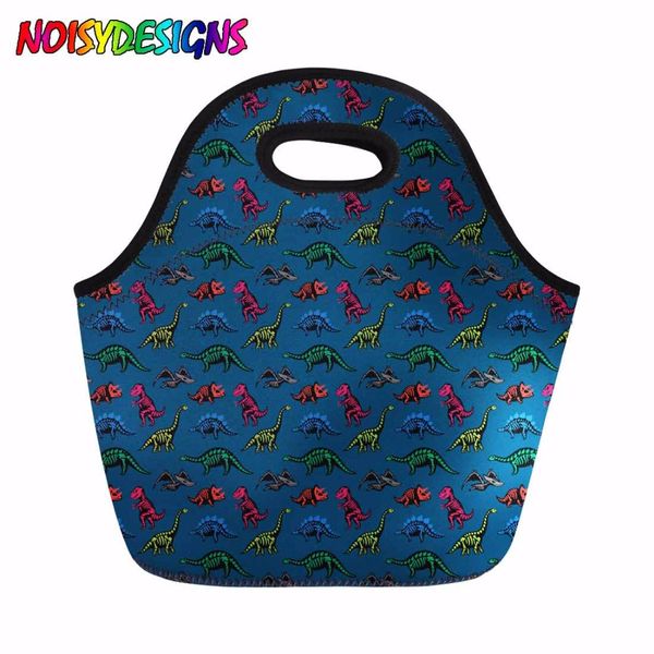 

women thermal cooler lunch bag animals dinosaurs pattern hand tote lady picnic travel meal bags storage mochilas infantil, Blue;pink