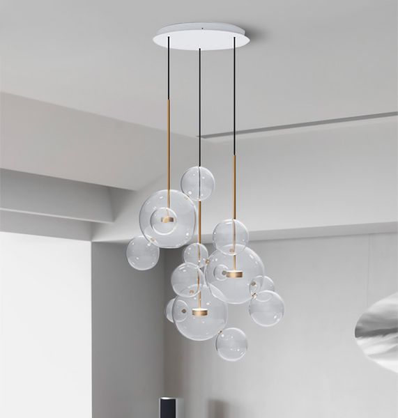 Nordic Personality Bubble Ball Glass Pendant Lamp Hanging Light Designer Suspended Lighting Fixtures Living Room Bedroom Rustic Lights