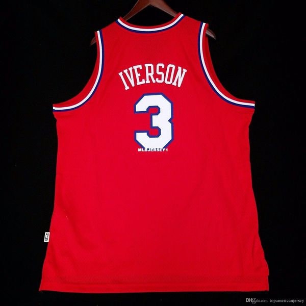 

100% stitched allen iverson #3 hwc soul vest red wholesalejersey mens vest size xs-6xl stitched basketball jerseys ncaa, Black;blue