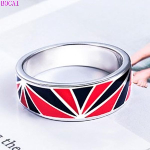

s925 sterling silver enamel ring for womenpersonality index finger ring 2020 new fashion thai silver women's rings, Golden;silver