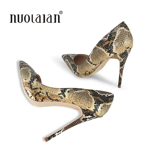 

brand fashion women pumps snake printed women shoes 12cm high heels pointed toe party women weeding shoes woman, Black