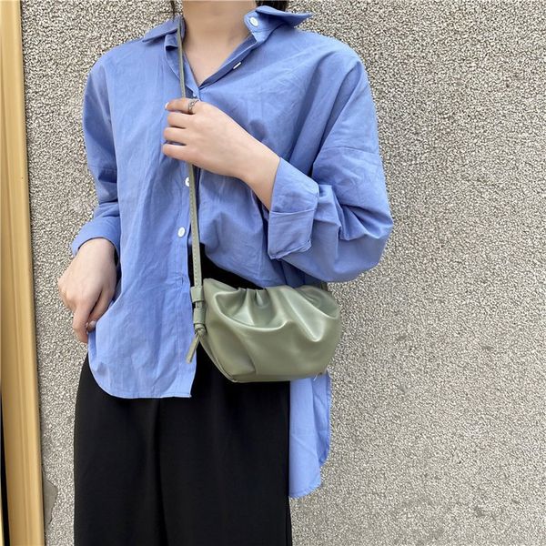 

2020 new women's shoulder bag casual soft leather fold crescent crescent bag light and simple dumpling-shaped armpit