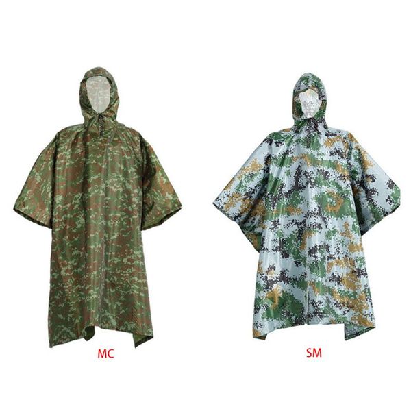 

waterproof rain poncho cape hooded packable cycling raincoat cover travel portable cmouflage shelter mat hiking camping, Blue;black