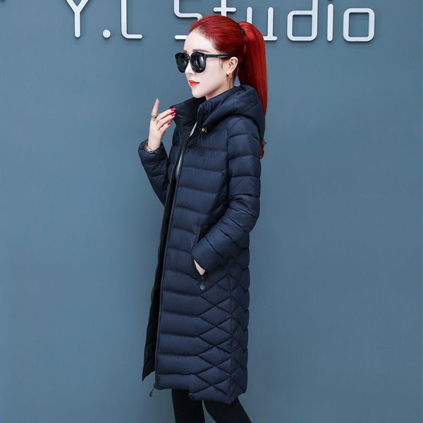 

stand collar hooded women winter jacket slim new cotton padded winter womens jackets long female coats parkas women jacket, Black