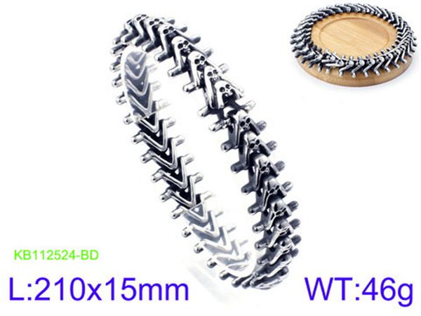 

21cm boho stainless steel arrow shaped chain bracelet men punk skull chain 15mm width bracelet bijoux 2019, Golden;silver