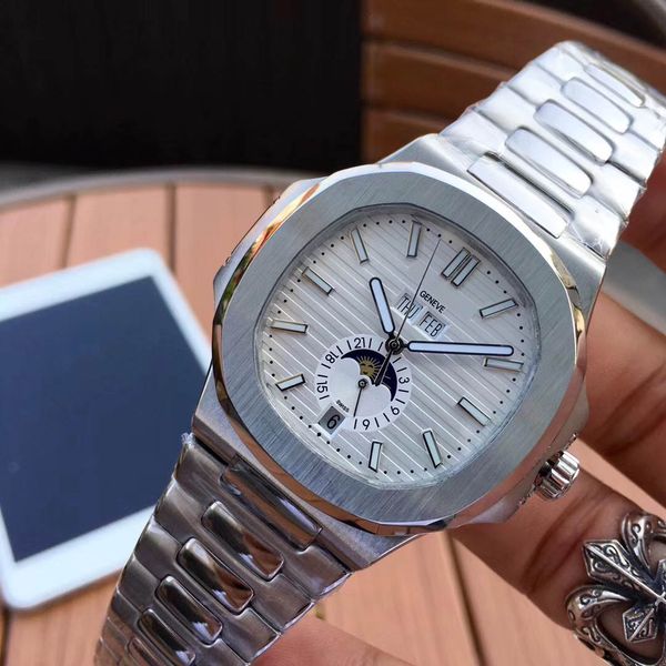 

super automatic waterproof quality watch silver mens wristwatch stainless men mechanical watches men high luminous blue for strap jjafd, Slivery;brown