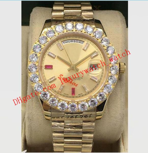 

new arrival 3 style mens ii 18k gold 41mm diamond ruby watch bigger diamond bezel 218235 automatic fashion men's watches wristwatch, Slivery;brown