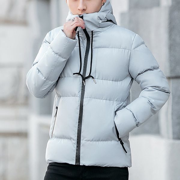 

winter men parkas jacket 2019 fashion brand solid coat male thicken warm hooded coat man's casual parkas coats, Black