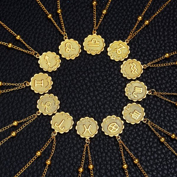 

12 constellations necklace leo aries taurus gemini cancer virgo libra scorpio sagittarius capricorn aquarius pisces gold pendant necklaces, Silver