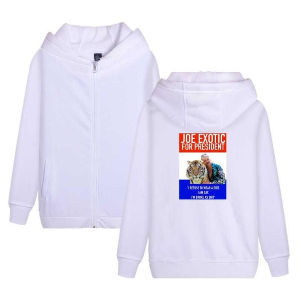 

joe exotic zipper hoodies men/women cap zip up sweatshirts hip hop hoodie popular tiger king streetwear, Black;brown