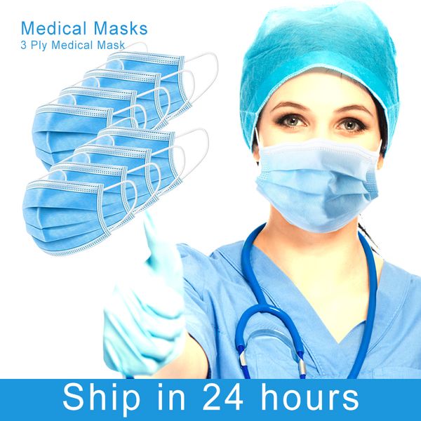 

fast ship face mouth mask 3-ply pm2.5 disposable anti-dust mask earloops masks anti-dust flu with box