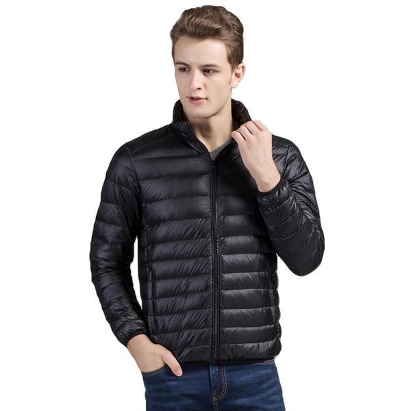 

brand winter new men 's down jacket casual white duck down light down men warm coat male men clothes breathable breathable, Black