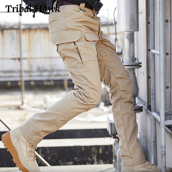 

men tactical cargo pants combat swat army training pants outdoor sport ripstrousers for hiking hunting, Black;green