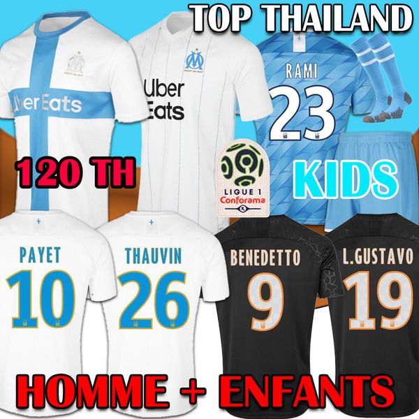 

19 20 olympique de mar eille occer jer ey om jer ey 2019 2020 maillot de foot 120 th payet thauvin benedetto football men kid 120 year, Black;yellow