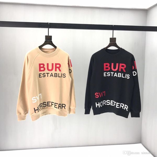 

стиль 19ss франция италия новых горячий суда война лошадь бур большие буквы печати пуловера хлопка мужчин, женщин мужских толстовок люкса ко, Black