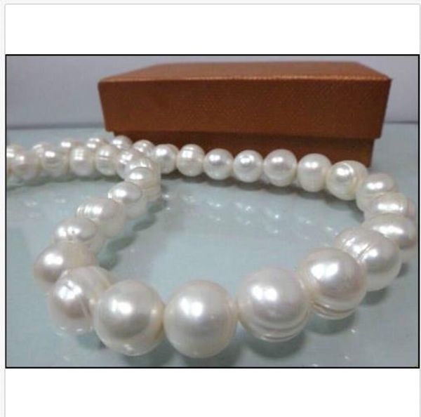 

2018 new huge 11-12mm natural south sea white baroque pearl necklace18" 14k, Silver
