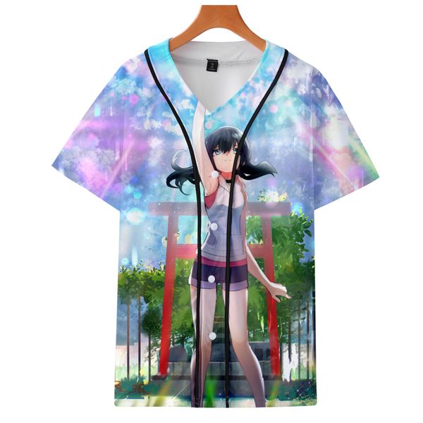 

2019 weathering with you 3d print summer baseball shirts fashion short sleeve casual streetwear clothes cosplay, White;black