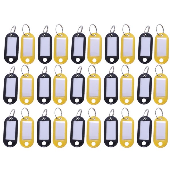 

30 x coloured plastic key fobs luggage id tags labels key rings with name cards, ideal for many uses - bunches of keys, luggage, Silver
