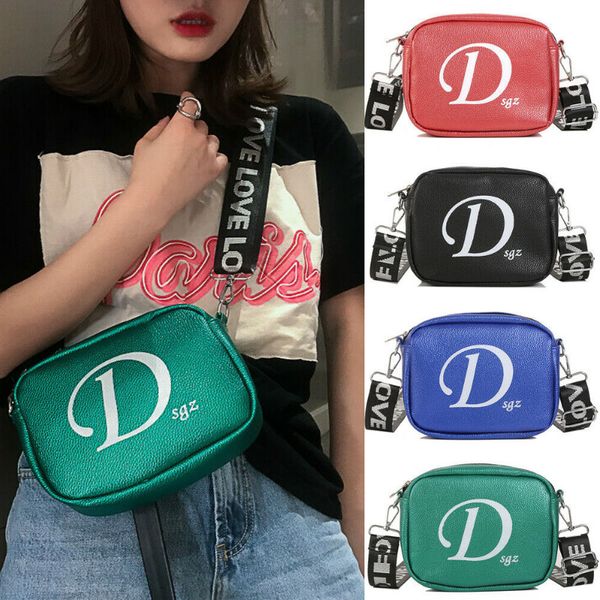 

womens ladies faux leather crossbody bag letter print shoulder bag girls messenger
